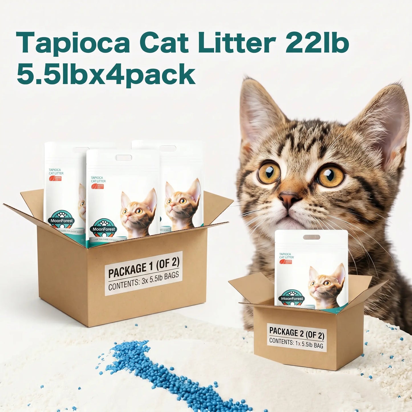 Moonforest Premium Clumping Tofu Cat Litter - Low Dust Formula for Optimal Feline Comfort
