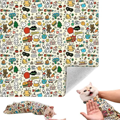 Supetspaw Reusable Cat Grooming Wrap – Washable Self-Adhesive Anti-Scratch Restraint for Stress-Free Nail Clipping, Face Cleaning, Medication, and Multifunctional Care | Ideal for Makeup or Camera Travel Storage