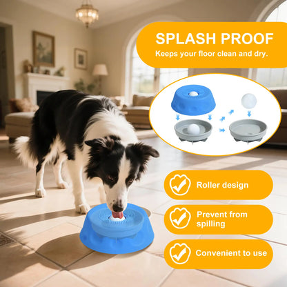 3-in-1 Suction Slow Feeder Dog Bowl with No-Spill Licking Mat, Integrated Treat Ball, and Cleaning Brush - Interactive Anti-Slip Design for Yogurt, Peanut Butter, and Liquid Treats