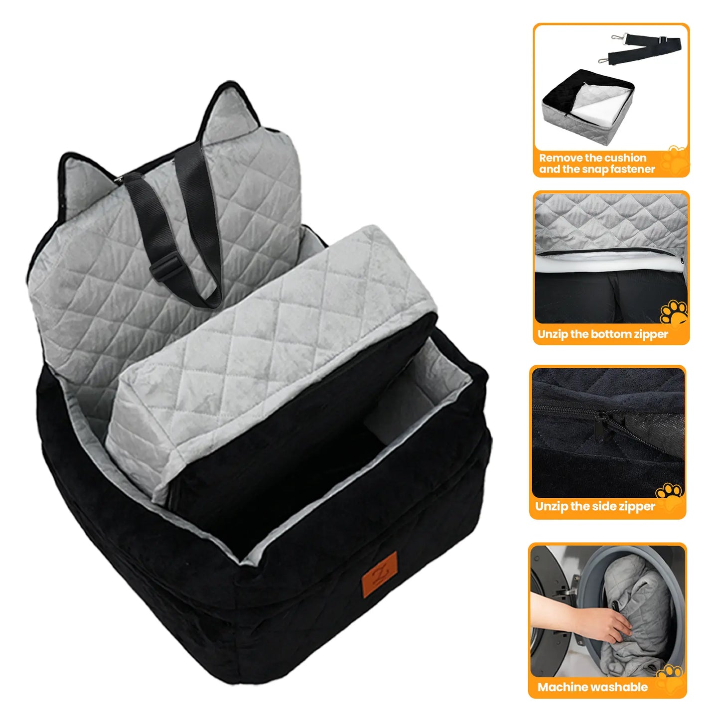 Zvrpet Fully Detachable and Washable Memory Foam Dog Car Seat with Adjustable Straps and Anti-Slip Bottom for SUV Back Seat Pet Bed