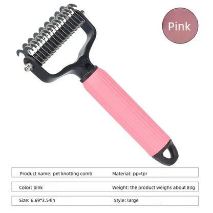 Professional Pet Grooming Tool - Universal Detangling Comb for Dogs, Stainless Steel Double-Sided Design for Efficient Shedding and Matted Hair Removal, Essential for Daily Coat Maintenance.