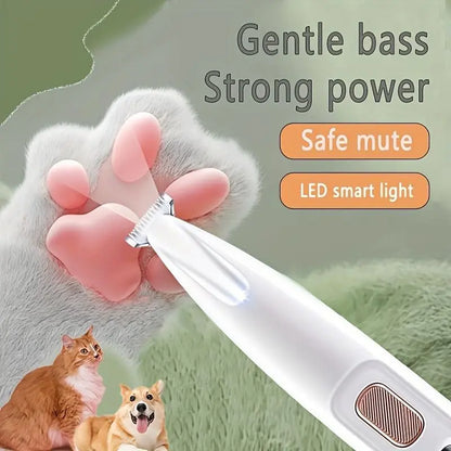 Rechargeable Pet Grooming Trimmer Kit with LED Light - Cordless, Low Noise Clippers for Dogs and Cats, Waterproof Pet Shaver