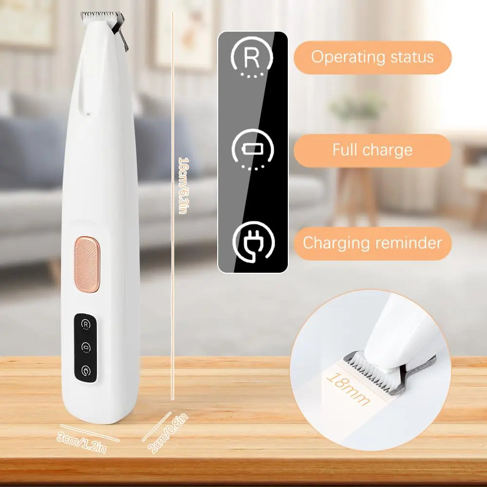 Professional Dog Paw Trimmer with LED Light - Upgraded Electric Grooming Clippers for Dogs and Cats, Waterproof and Low Noise Design with LED Display