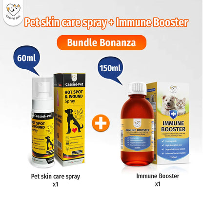 Cassiel Pet Hot Spot and Wound Relief Spray for Dogs and Cats - Natural Soothing Formula for Clean, Soft Skin and Reduced Itching - Enhanced Packaging