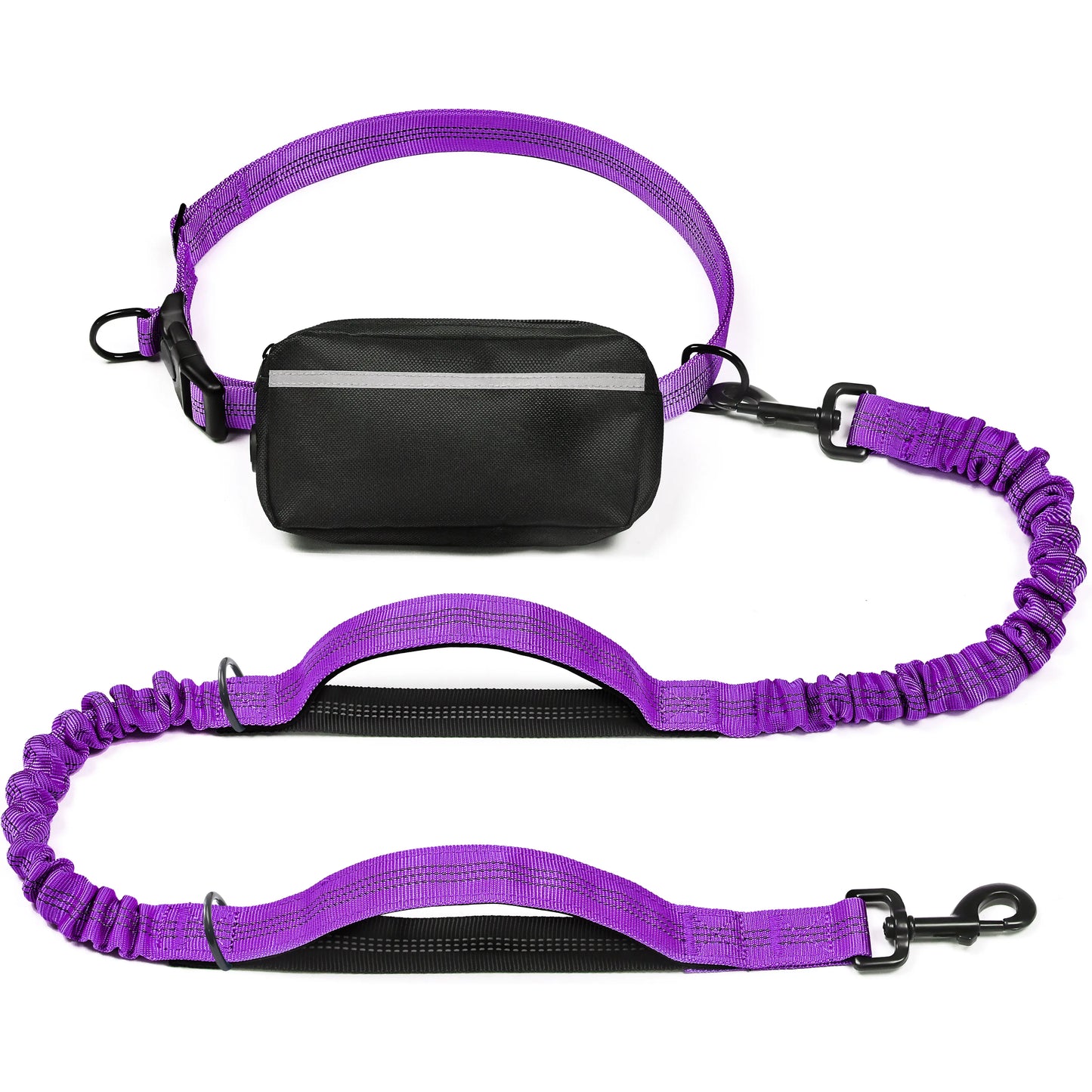 Iyoshop Hands-Free Dog Leash with Zipper Pouch, Dual Padded Handles, and Durable Bungee for Walking, Jogging, and Running
