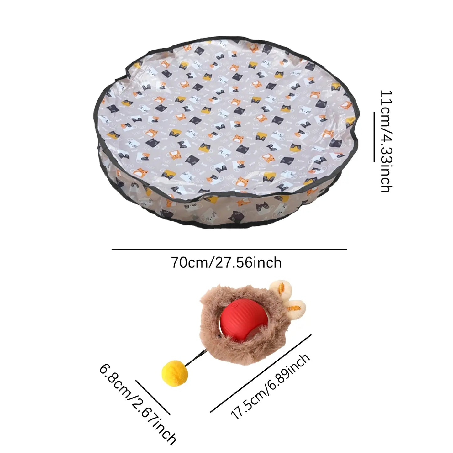 Interactive Cat Toy: Hide and Seek Game Mat with Automated Rolling Ball for Endless Indoor Fun