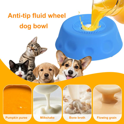 3-in-1 Suction Slow Feeder Dog Bowl with No-Spill Licking Mat, Integrated Treat Ball, and Cleaning Brush - Interactive Anti-Slip Design for Yogurt, Peanut Butter, and Liquid Treats