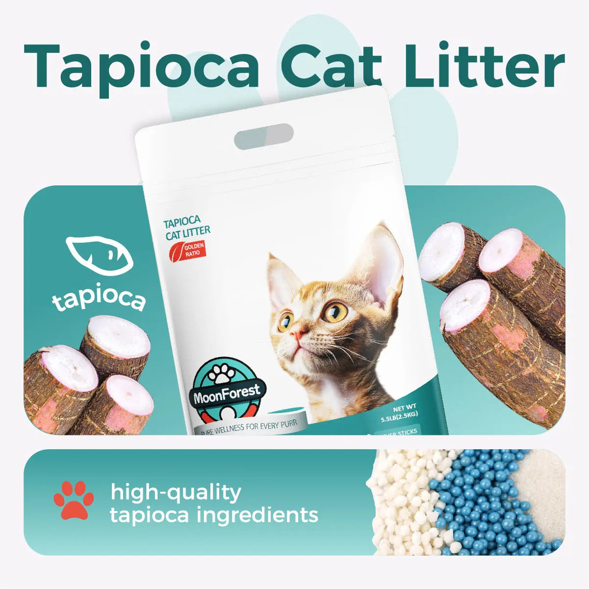 Moonforest Premium Clumping Tofu Cat Litter - Low Dust Formula for Optimal Feline Comfort