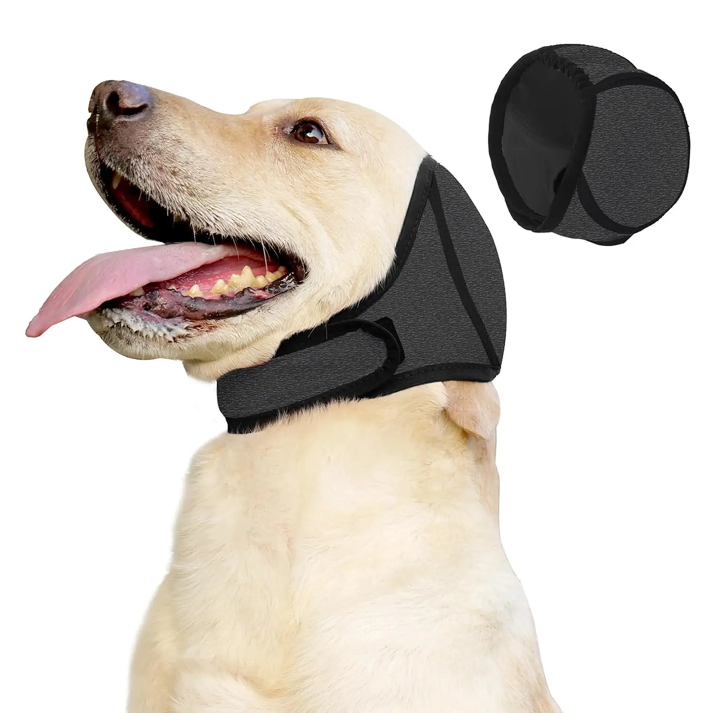 Dog Ear Protection Earmuffs and Bandana Set for Noise Reduction and Hearing Safety - Adjustable, Breathable Soft Material, Perfect for Swimming and Beach Activities