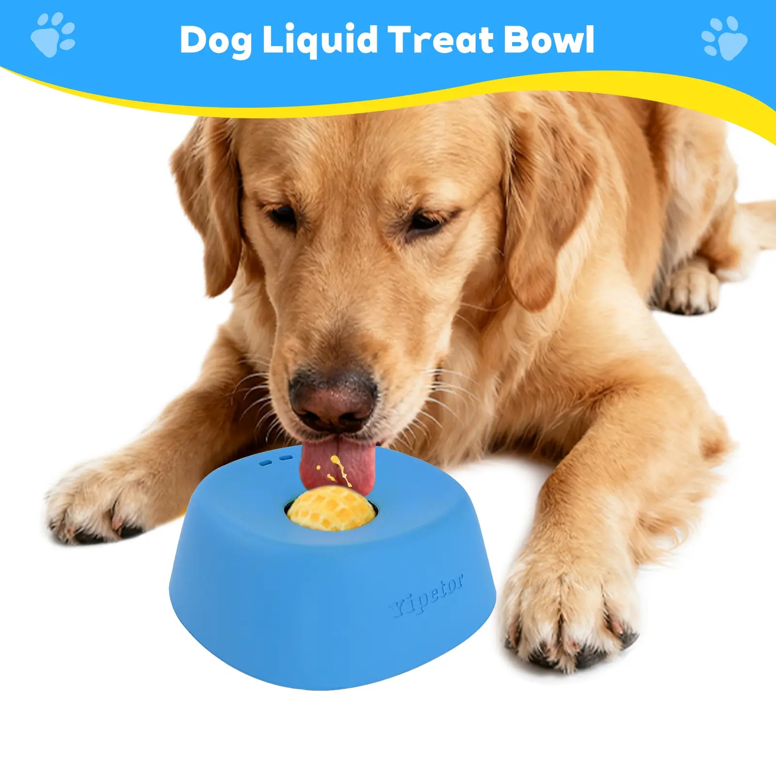 Yipetor Slow Feeder Dog Bowl with Integrated Rolling Ball for Liquid Treats, Spill-Resistant Bone Broth Licking Bowl, Versatile Puppy Yogurt Feeder Suitable for All Breeds and Dietary Supplements