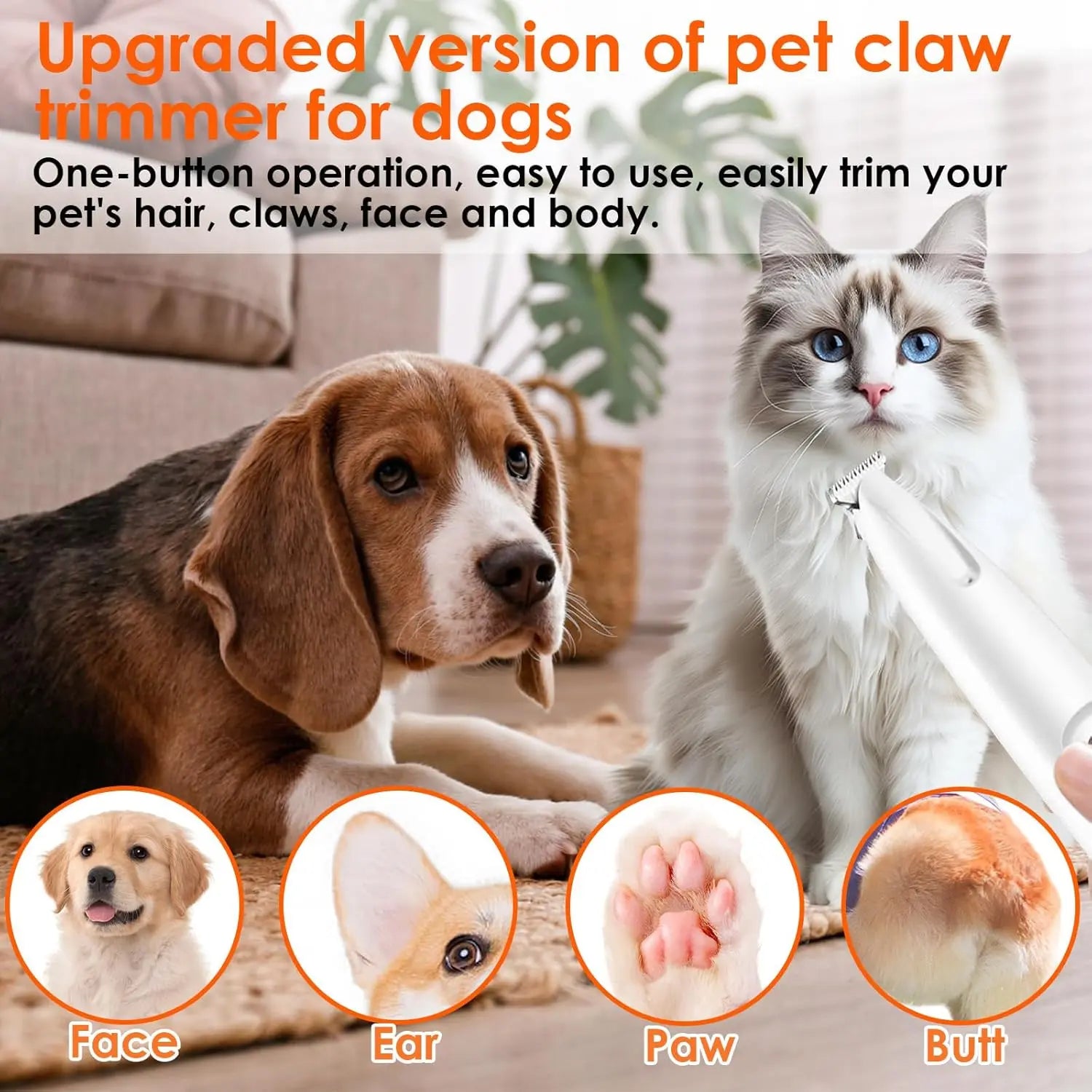 Rechargeable Pet Grooming Trimmer Kit with LED Light - Cordless, Low Noise Clippers for Dogs and Cats, Waterproof Pet Shaver