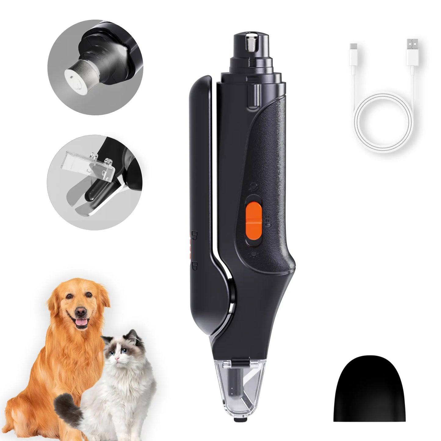 Catpick 2-in-1 Electric Pet Nail Clipper and Grinder with LED Light, Rechargeable and Ultra Quiet Grooming Tool for Dogs and Cats of All Sizes