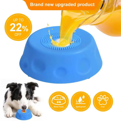 3-in-1 Suction Slow Feeder Dog Bowl with No-Spill Licking Mat, Integrated Treat Ball, and Cleaning Brush - Interactive Anti-Slip Design for Yogurt, Peanut Butter, and Liquid Treats
