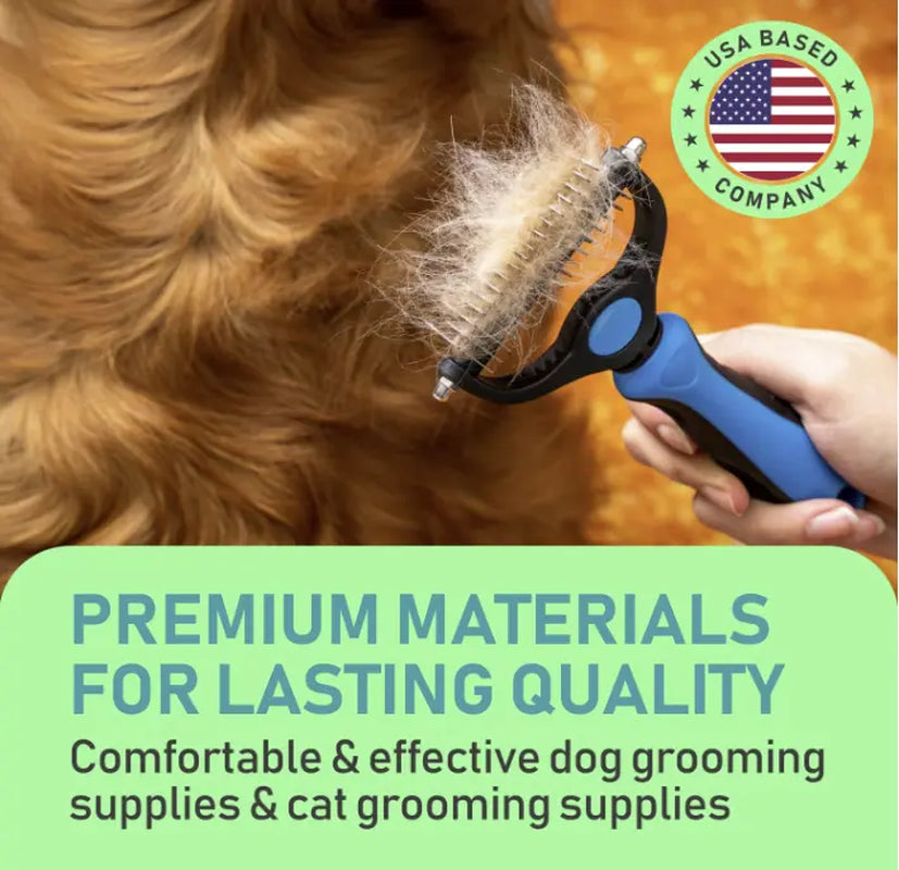 TQT Professional Pet Grooming Brush - Dual-Sided Shedding and Dematting Undercoat Rake for Dogs and Cats, Reducing Shedding and Hair Dispersal