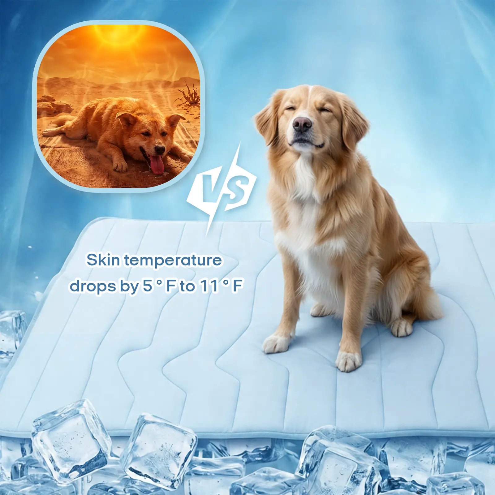 Vagascape Eco-Friendly Cooling Mat for Large Dogs and Cats - Portable, Machine Washable, Durable Pet Cooling Pad for Indoor and Outdoor Use