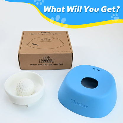 Yipetor Slow Feeder Dog Bowl with Integrated Rolling Ball for Liquid Treats, Spill-Resistant Bone Broth Licking Bowl, Versatile Puppy Yogurt Feeder Suitable for All Breeds and Dietary Supplements