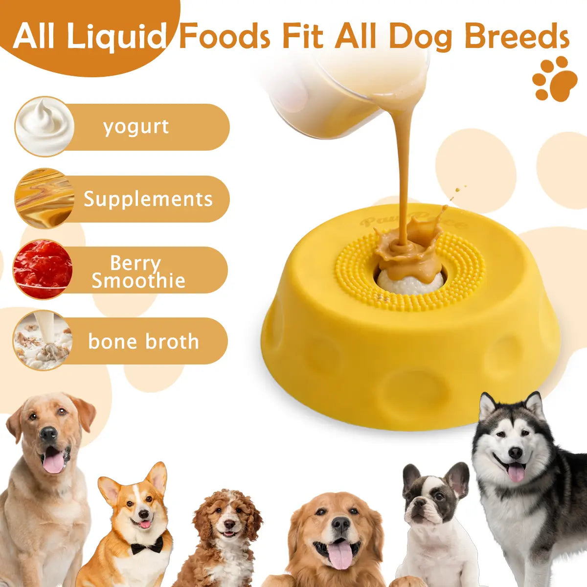 Pawpace Versatile Dog Bowl: Slow Feeder with Lick Ball, Oral Hygiene Features, 8 Suction Cups, and Mess-Free Liquid Treat Enrichment for Pet Lovers