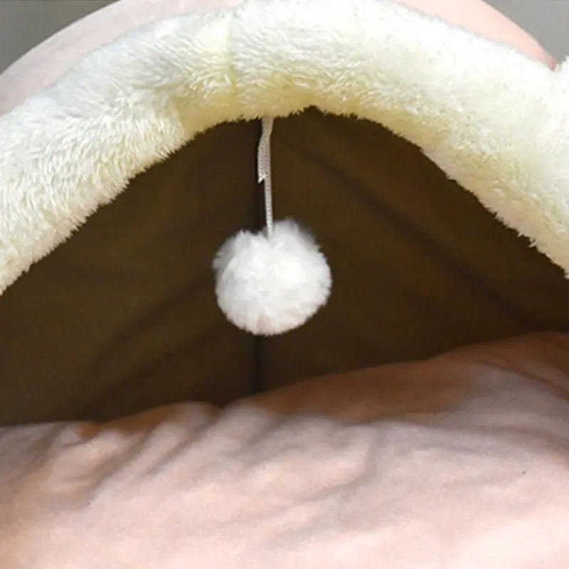 Thermal Cartoon Animal Ear Design Pet Bed - Soft and Cozy Fleece Cat Cave for Indoor Use, Comfortable Cat Furniture and Gift Ideas