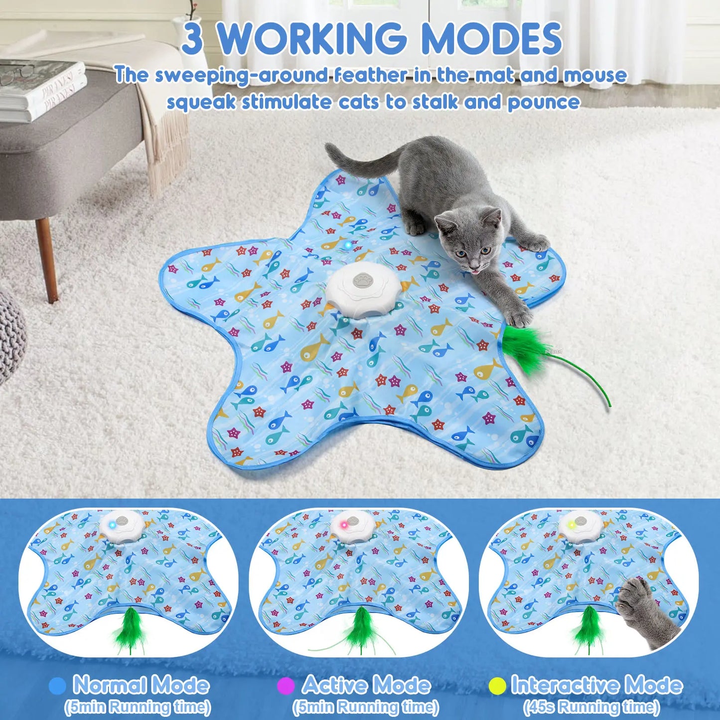 Interactive Rechargeable Feather Hunting Toy for Cats - Automatic Hide and Seek Indoor Exercise and Boredom Relief for All Breeds