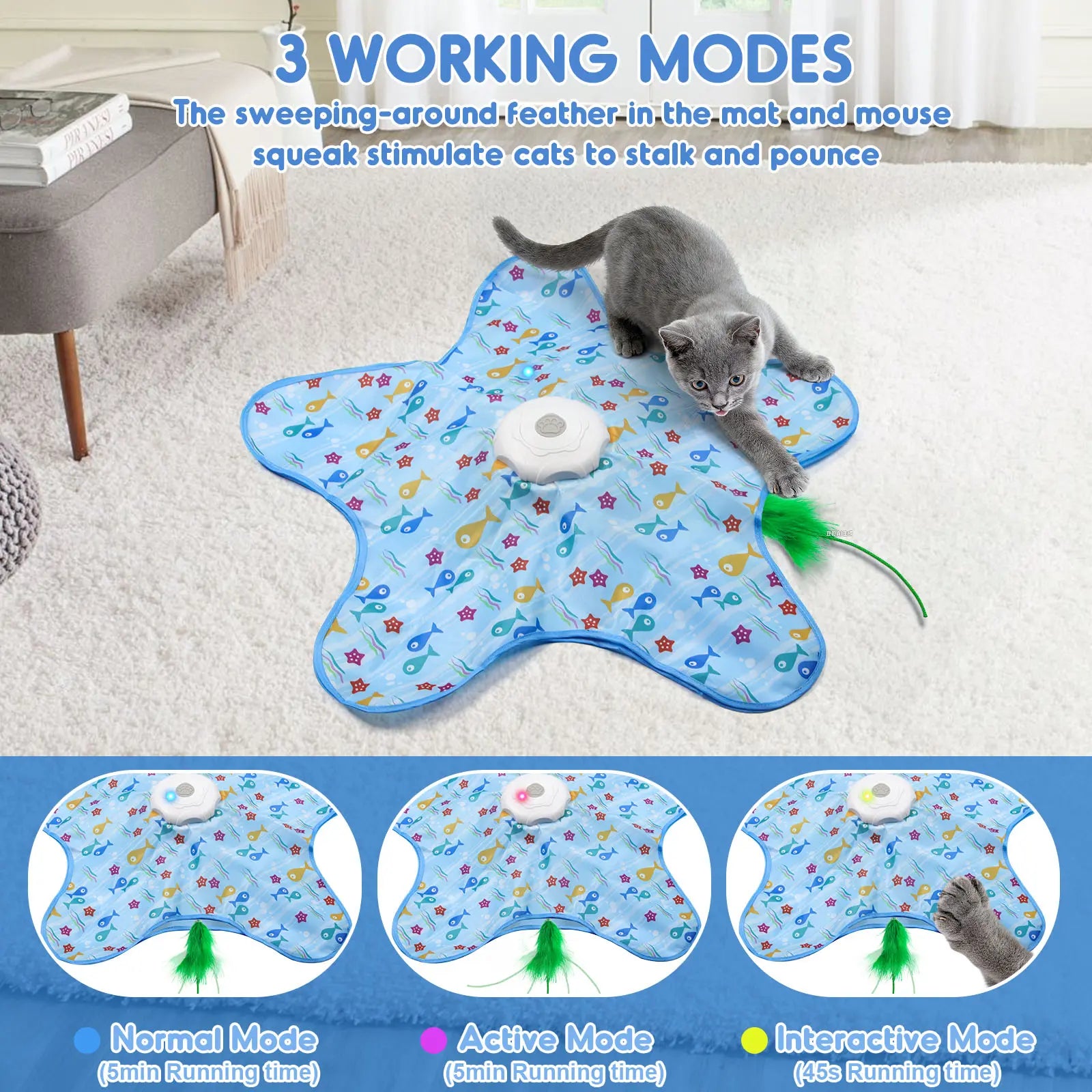 Interactive Rechargeable Feather Hunting Toy for Cats - Automatic Hide and Seek Indoor Exercise and Boredom Relief for All Breeds