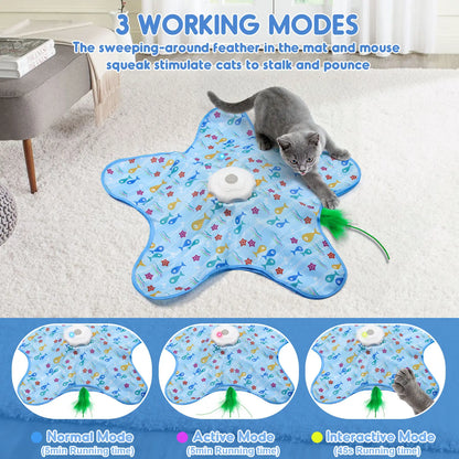 Interactive Rechargeable Feather Hunting Toy for Cats - Automatic Hide and Seek Indoor Exercise and Boredom Relief for All Breeds