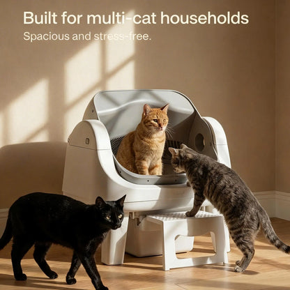 Petpivot Autoscooper 12 Lite Open Top Self-Cleaning Cat Litter Box with Automatic Operation, Dual Safety Sensors, Anti-Pinch Protection, and Senior Cat Accessibility Step