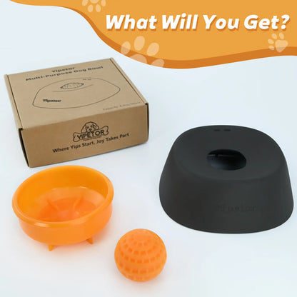 Yipetor Slow Feeder Dog Bowl with Integrated Rolling Ball for Liquid Treats, Spill-Resistant Bone Broth Licking Bowl, Versatile Puppy Yogurt Feeder Suitable for All Breeds and Dietary Supplements