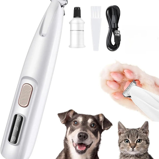 Rechargeable Pet Grooming Trimmer Kit with LED Light - Cordless, Low Noise Clippers for Dogs and Cats, Waterproof Pet Shaver
