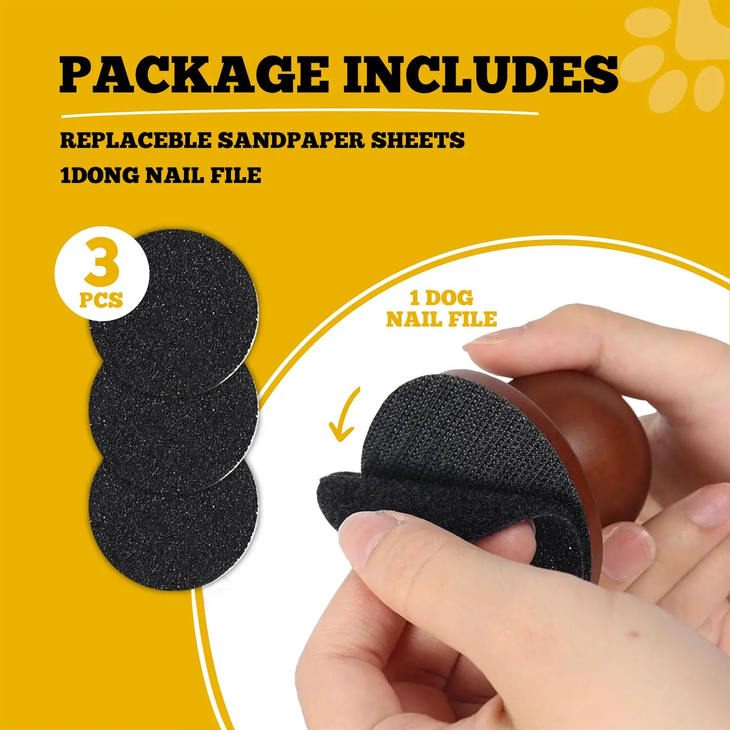 Pet Nail Care File Set - Includes 3 Replaceable Sheets and Ergonomic Wooden Handle for Stress-Free Grooming of Dogs and Cats