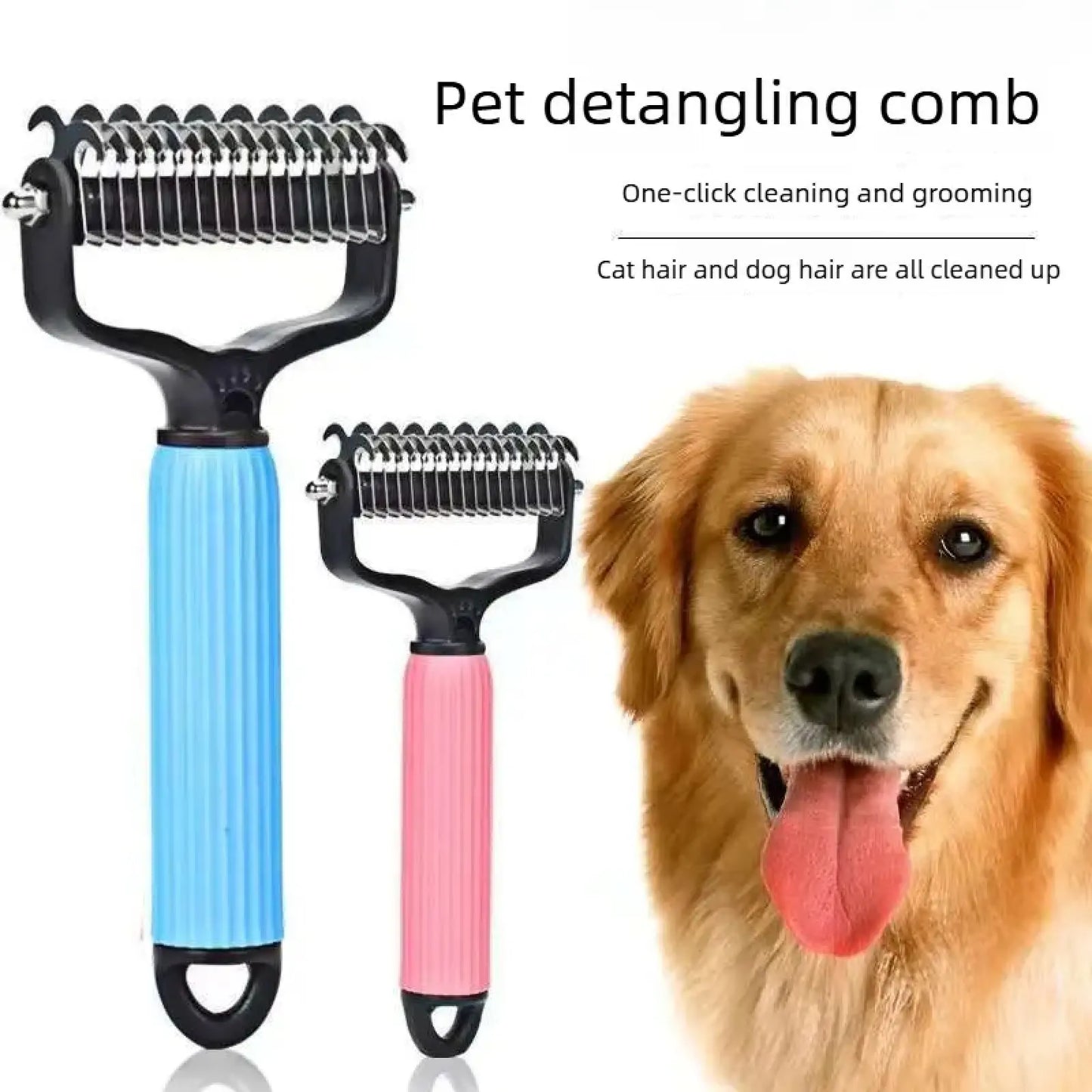 Professional Pet Grooming Tool - Universal Detangling Comb for Dogs, Stainless Steel Double-Sided Design for Efficient Shedding and Matted Hair Removal, Essential for Daily Coat Maintenance.