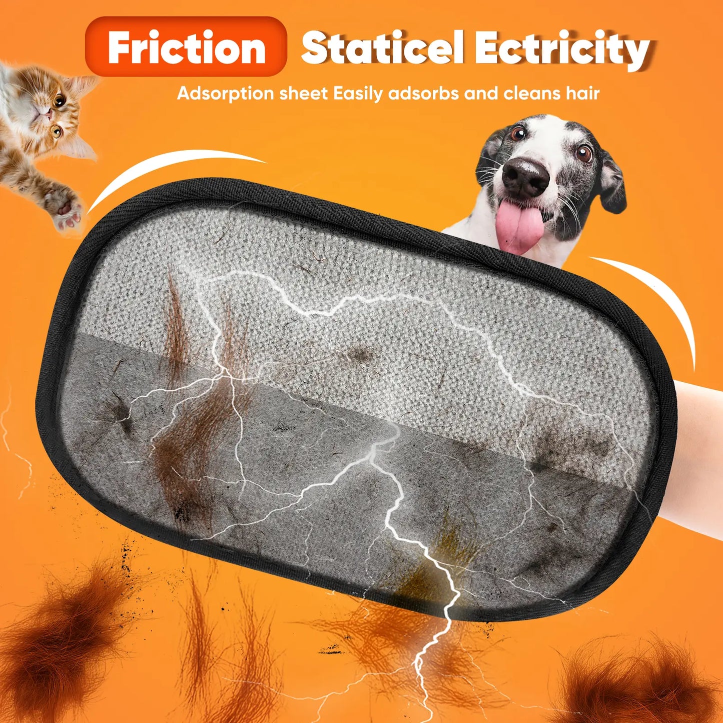 Premium Electrostatic Pet Hair Removal Gloves for Cats and Dogs - Reusable Mitt for Effective Hair Removal on Furniture, Carpets, and Car Seats