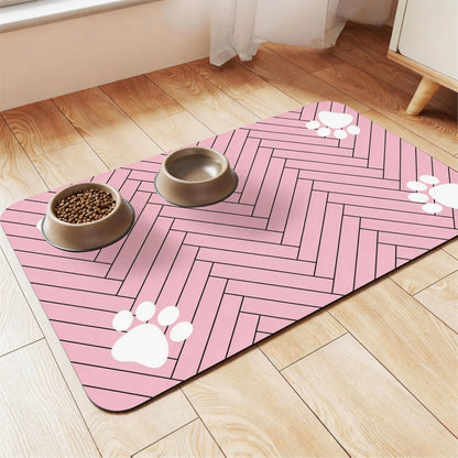 Absorbent Quick-Drying Pet Feeding Mat for Dogs and Cats with Non-Slip Rubber Base and Dark Polyester Surface for Indoor Use