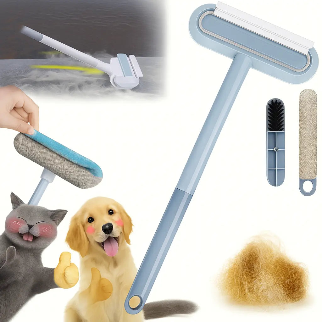 Enhanced Reusable Pet Hair Removal Brush with Extended Handle – Versatile Lint Cleaner for Dog and Cat Fur on Furniture, Bedding, Clothing, and Vehicle Interiors
