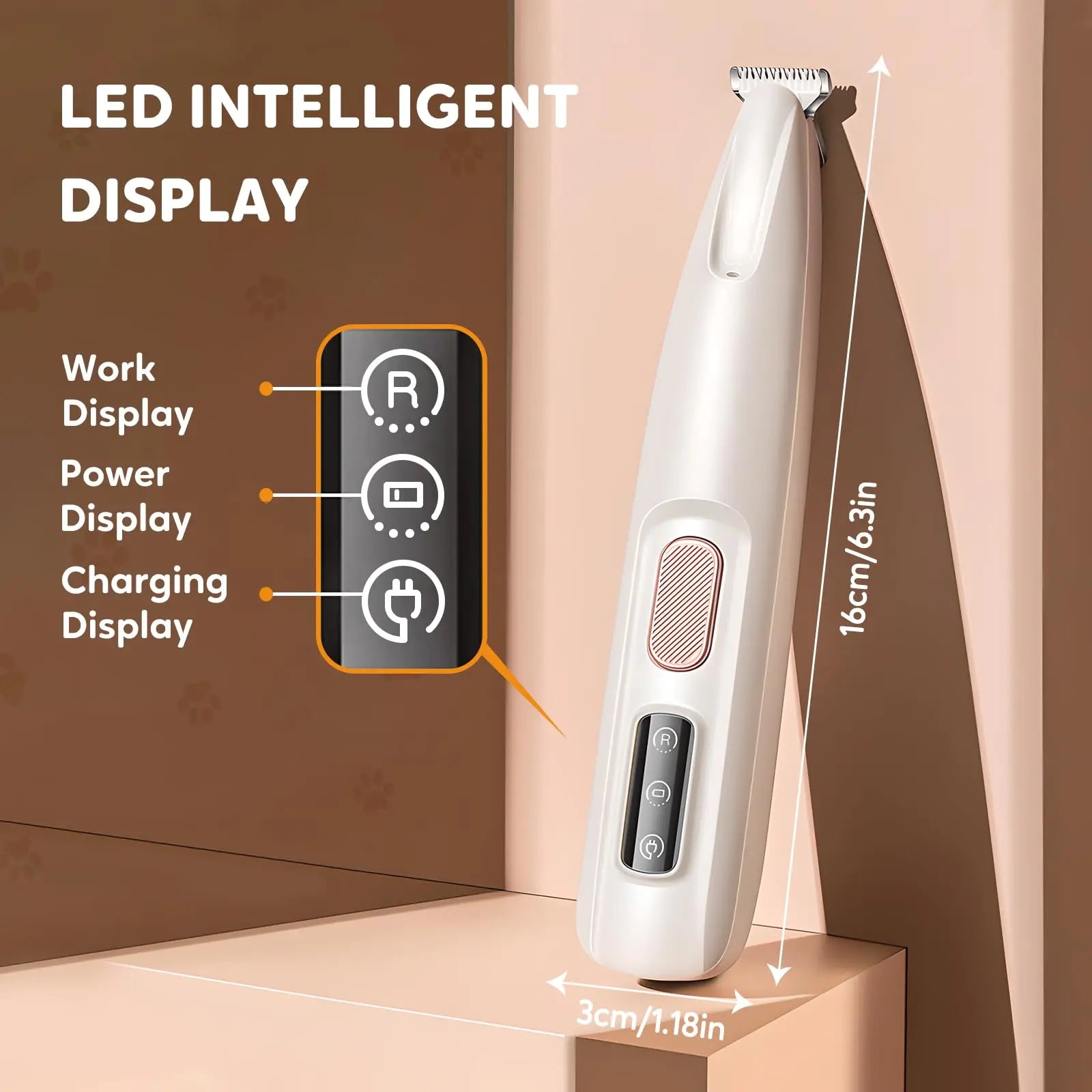 Professional Dog Paw Trimmer with LED Light - Upgraded Electric Grooming Clippers for Dogs and Cats, Waterproof and Low Noise Design with LED Display