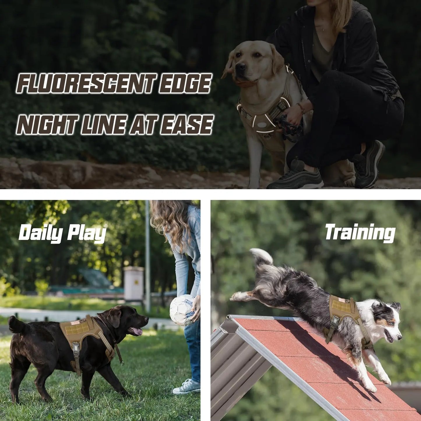 Auroth Tactical Dog Harness - Versatile Walking and Safety Harness for Small to Large Dogs, Durable and Reflective, Adjustable No-Pull Design, Ideal Pet Supplies