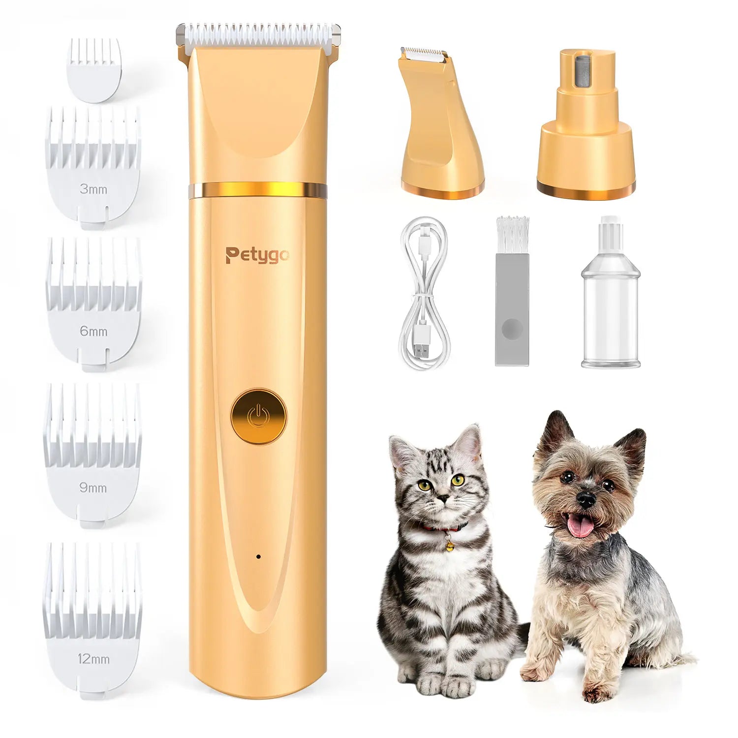 Petygo Professional 4-In-1 Dog Grooming Kit with Nail Grinder and Paw Trimmer - Low-Noise, Rechargeable, Cordless Electric Clippers for Dogs, Cats, and Small Pets - Ideal Gift for Holidays and Special Occasions