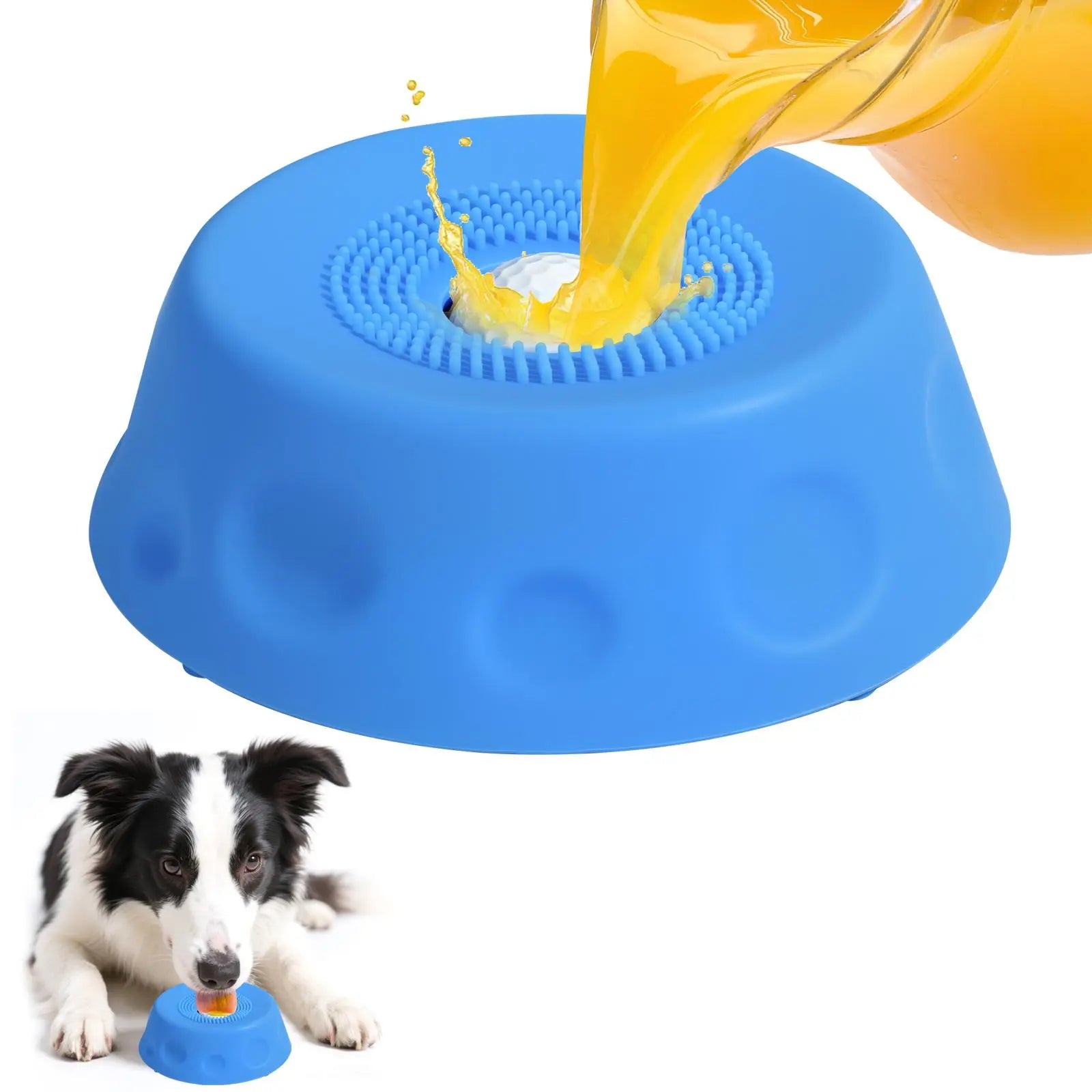 3-in-1 Suction Slow Feeder Dog Bowl with No-Spill Licking Mat, Integrated Treat Ball, and Cleaning Brush - Interactive Anti-Slip Design for Yogurt, Peanut Butter, and Liquid Treats