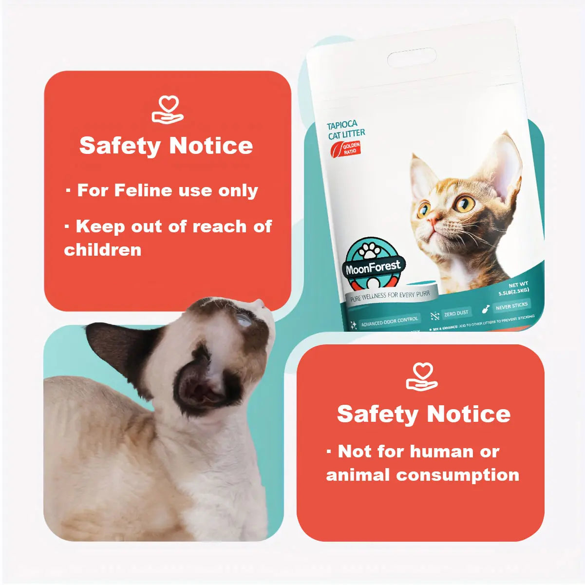 Moonforest Premium Clumping Tofu Cat Litter - Low Dust Formula for Optimal Feline Comfort