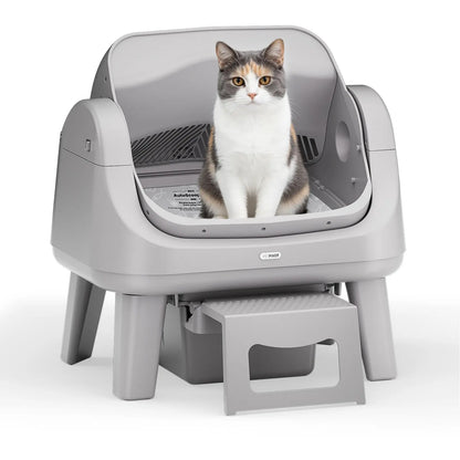 Petpivot Autoscooper 12 Lite Open Top Self-Cleaning Cat Litter Box with Automatic Operation, Dual Safety Sensors, Anti-Pinch Protection, and Senior Cat Accessibility Step