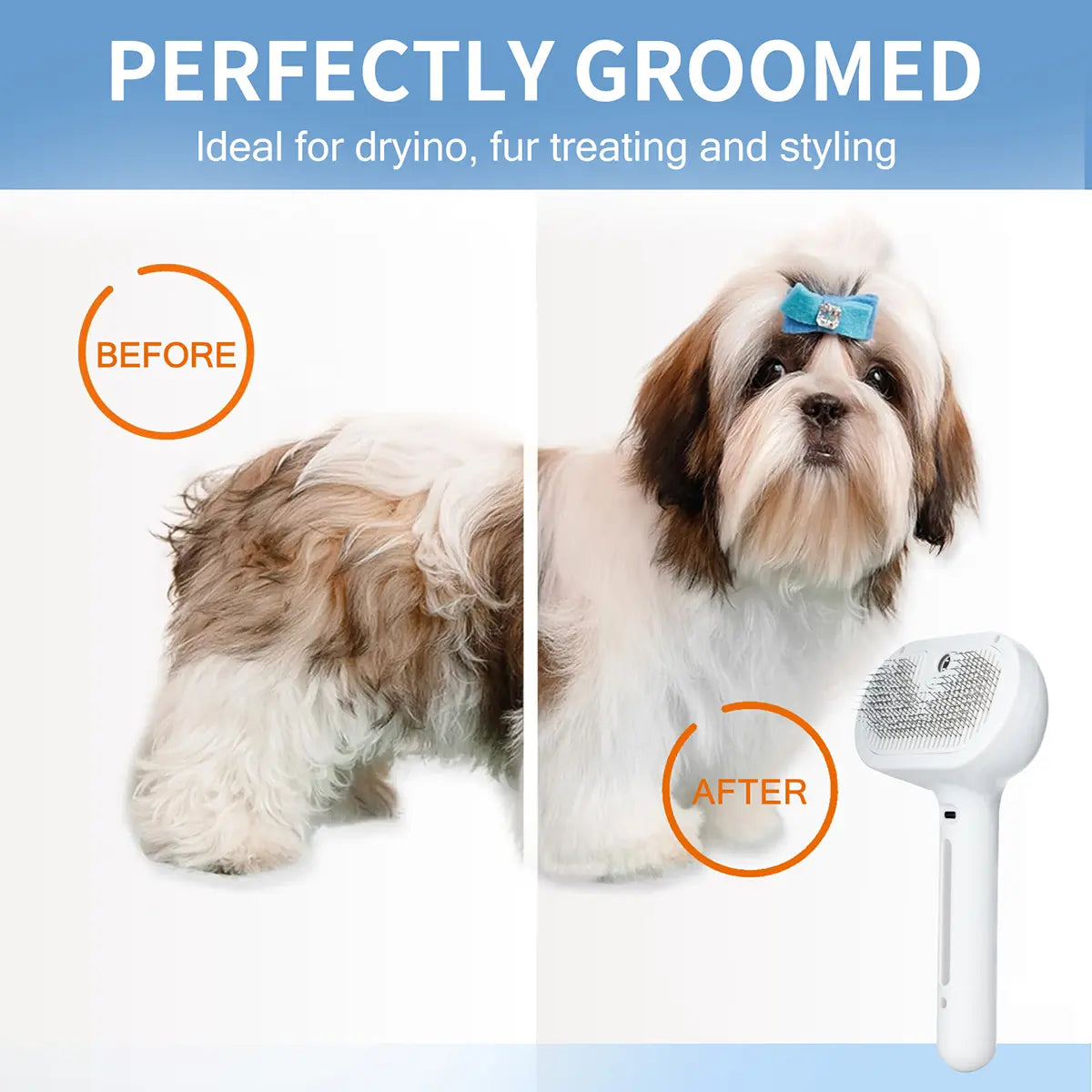 Catpick Pet Spray Hair Removal Comb with Odor Eliminating Feature, One-Button Operation for Cats and Dogs