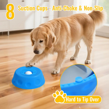 3-in-1 Suction Slow Feeder Dog Bowl with No-Spill Licking Mat, Integrated Treat Ball, and Cleaning Brush - Interactive Anti-Slip Design for Yogurt, Peanut Butter, and Liquid Treats