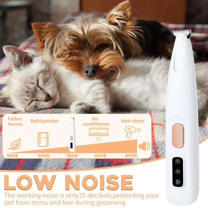 Professional Dog Paw Trimmer with LED Light - Upgraded Electric Grooming Clippers for Dogs and Cats, Waterproof and Low Noise Design with LED Display