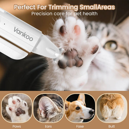 Vankoo 2-in-1 Rechargeable Dog Nail Clipper and Paw Hair Trimmer Kit with LED Light – Waterproof and Low Noise Grooming Solution for Small Dogs and Cats – Ideal Christmas Gift