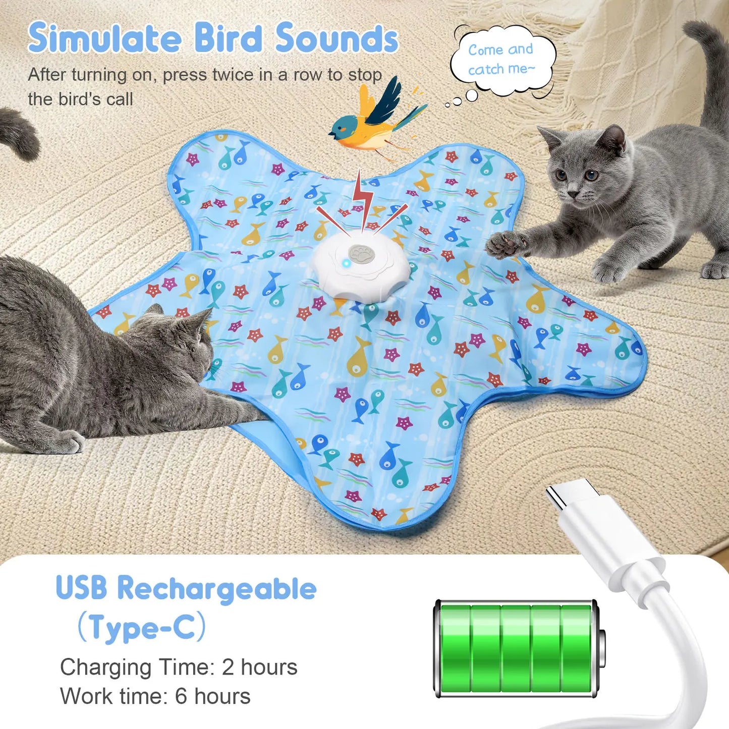 Interactive Rechargeable Feather Hunting Toy for Cats - Automatic Hide and Seek Indoor Exercise and Boredom Relief for All Breeds