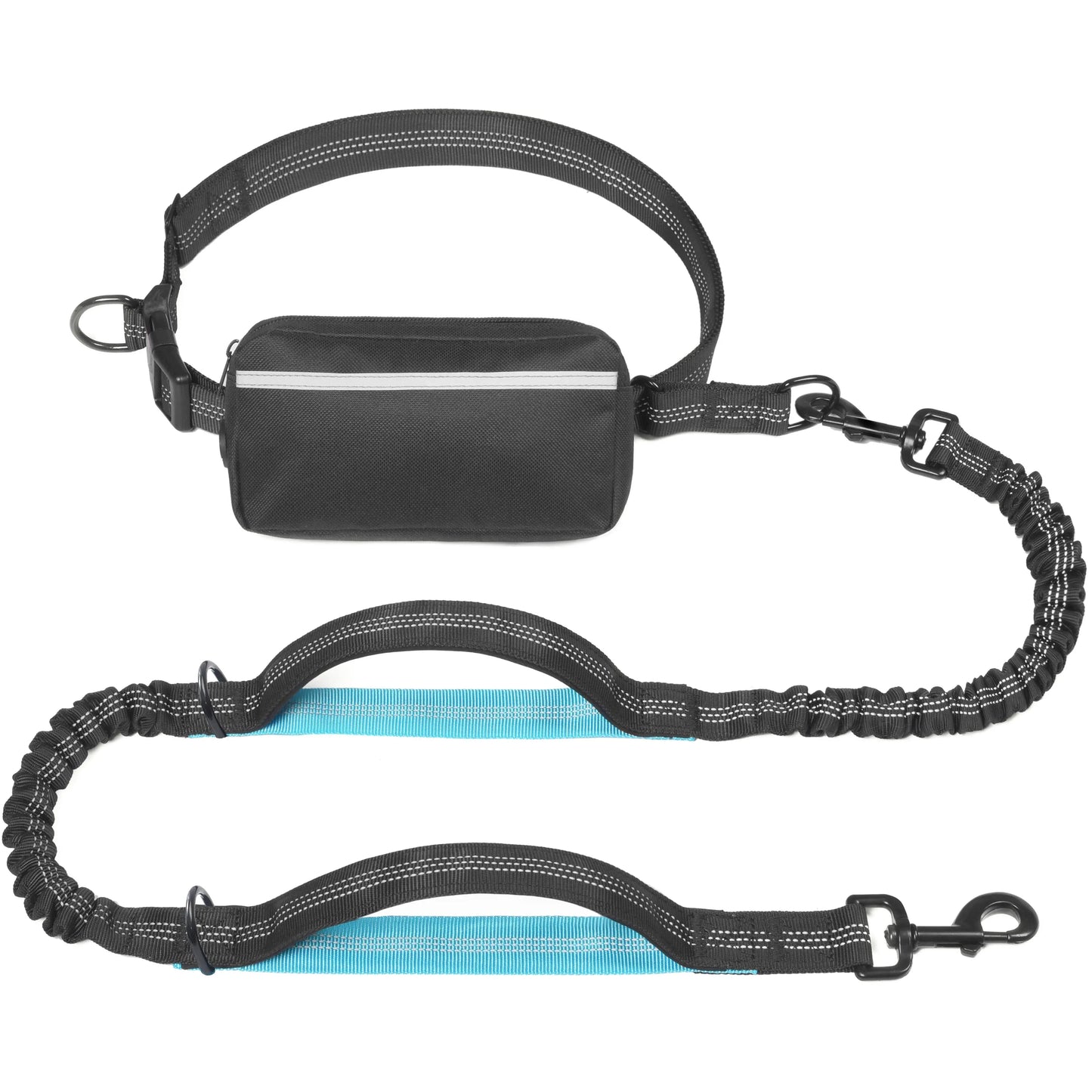 Iyoshop Hands-Free Dog Leash with Zipper Pouch, Dual Padded Handles, and Durable Bungee for Walking, Jogging, and Running