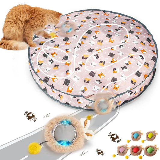Interactive Cat Toy: Hide and Seek Game Mat with Automated Rolling Ball for Endless Indoor Fun