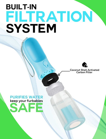 3-in-1 Portable Pet Water Bottle - 20oz Leak-Proof Container with Integrated Poop Bag Dispenser, Perfect for Travel, Hiking, and Outdoor Activities
