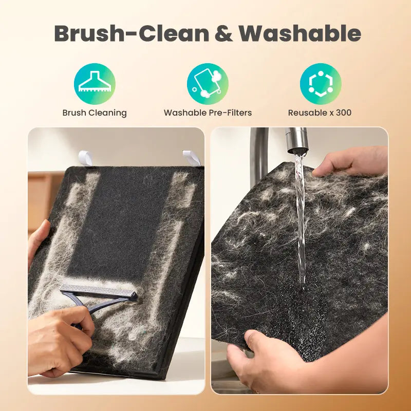Oneisall Air Purifier for Homes with Pets, 3-in-1 Washable HEPA Filter, Dual-Sided Design with 200g Activated Carbon, Pet-Friendly Features for Allergen Relief and Odor Elimination