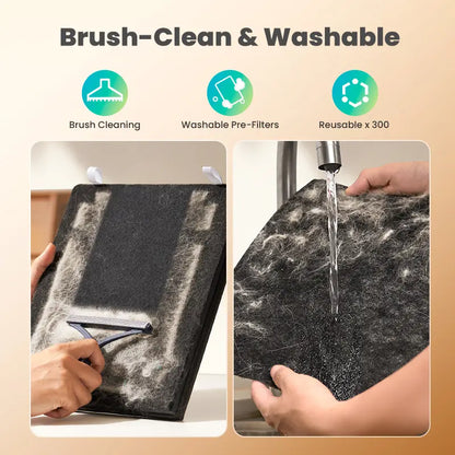 Oneisall Air Purifier for Homes with Pets, 3-in-1 Washable HEPA Filter, Dual-Sided Design with 200g Activated Carbon, Pet-Friendly Features for Allergen Relief and Odor Elimination
