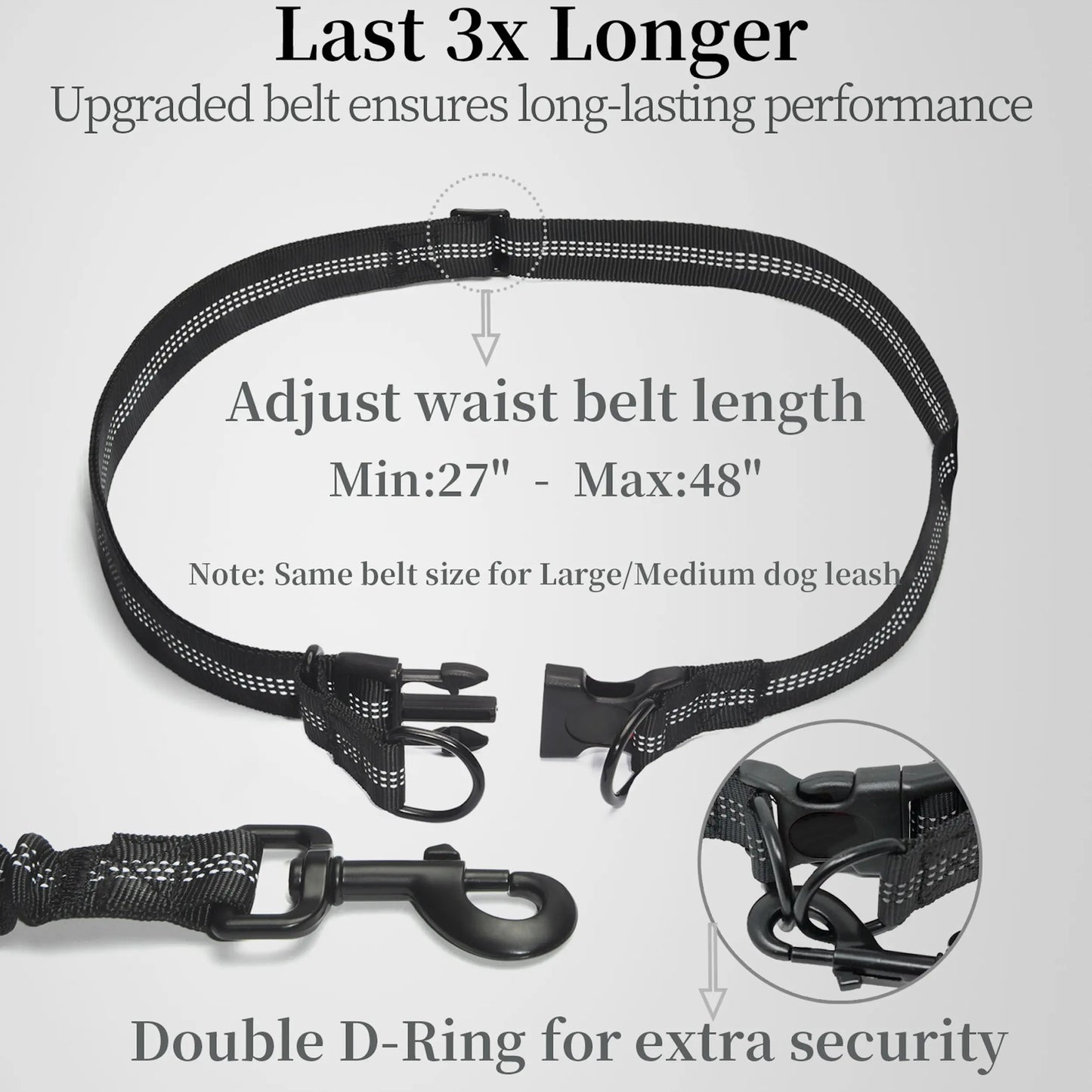 Iyoshop Hands-Free Dog Leash with Zipper Pouch, Dual Padded Handles, and Durable Bungee for Walking, Jogging, and Running